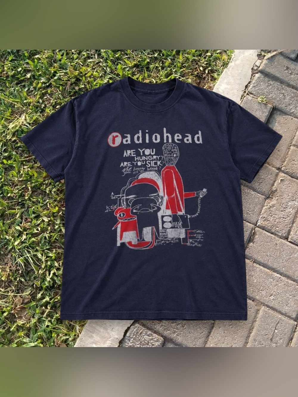 Gildan Radiohead Graphic T-Shirt Navy Blue For Unisex